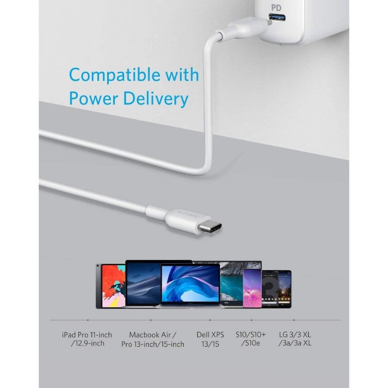 Cáp sạc nhanh Anker Powerline II USB C ra USB C 2.0 PD Max 60W, 1.8m A8482 cho Samsung, Ipad, Macbook, Laptop [Music4U]
