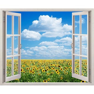 Tranh dán tường cửa sổ VTC Đồi hoa hướng dương VT0109 kim sa