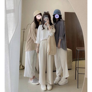 Quần culottes đũi xước