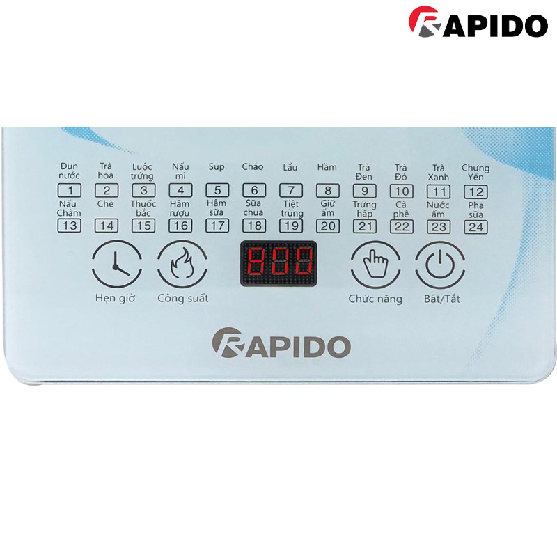 Ấm điện đa năng Rapido 1.8L - 12 chức năng nấu, chế độ hẹn giờ, thủy tinh chống sốc nhiệt [Hàng chính hãng]