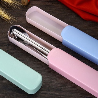 Bộ 3 muỗng - đũa - nĩa inox có hộp đựng tiện dụng