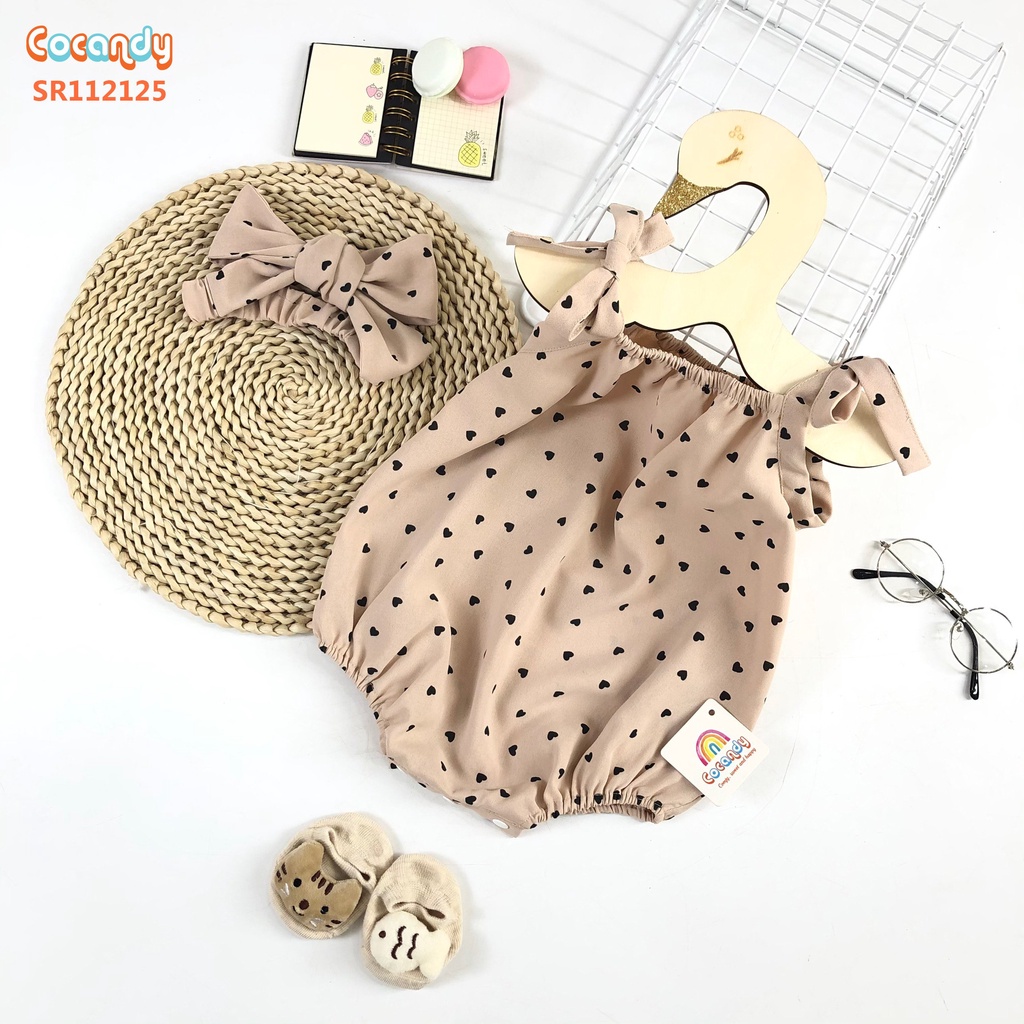 Set bodysuit dây tim nhí be kèm turban cho bé của COCANDY mã SR112125