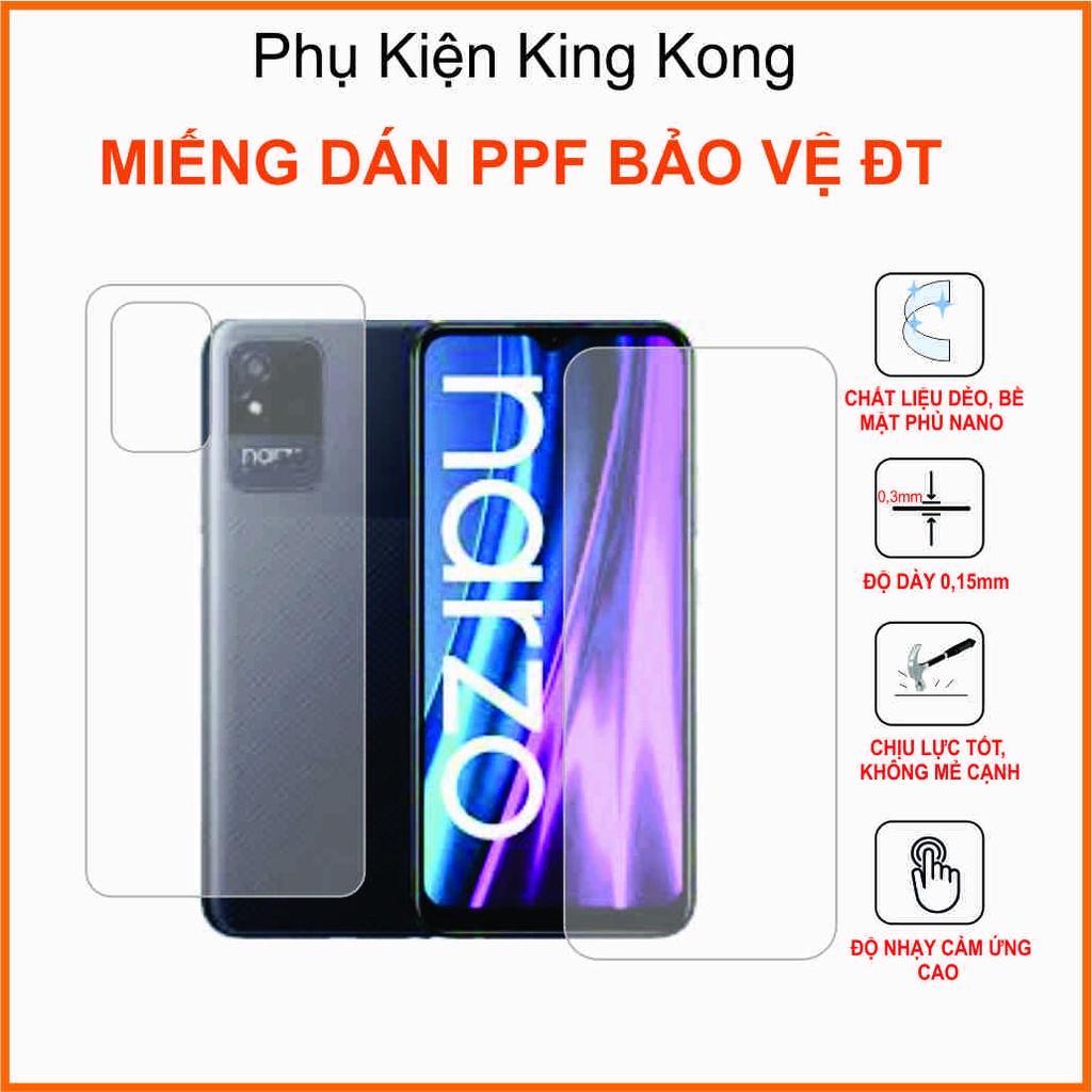 Miếng dán Ppf dành cho Realme Narzo 50i Dán nhám  chống bám vân tay