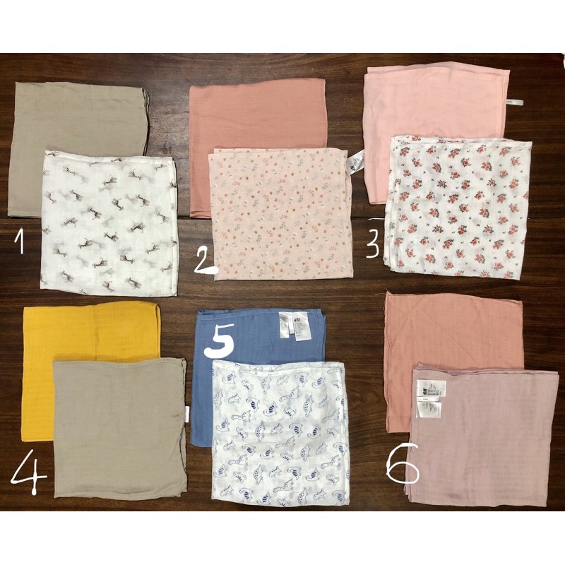 Set 2 khăn cotton HM ADel xuất dư chất siêu đẹp 60x60 nhiều mẫu giá web 13$