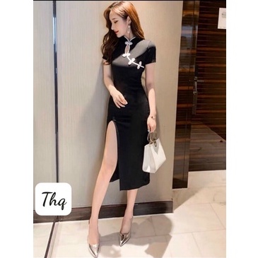 VÁy body tàu trắng xẻ đùi