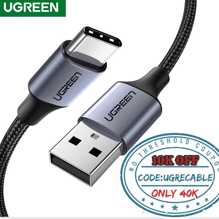 Cáp sạc nhanh UGREEN 3A Type C vỏ bện nylon