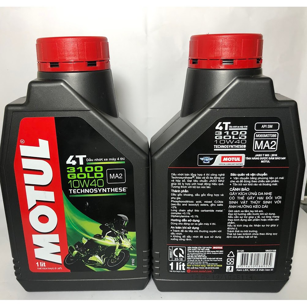 Chiế Lẻ 1,3 Lít Nhớt Motul 3100 Gold 4T 10w40 - Nhớt Tổng Hợp Cho Xe Chạy 2000km Mỗi Lân Thay