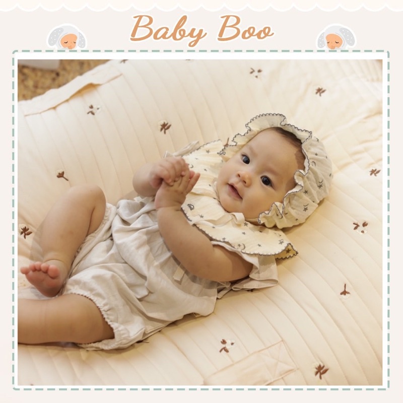 Mũ Yếm bèo xô muslin Ome sơ sinh 0-6m cao cấp [ babyboo]