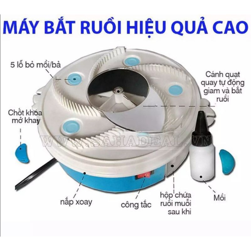 Máy bắt ruồi, muỗi thông minh tự động. Cắm điện hoặc dùng pin. Kích thước 30 x 30 x 10cm