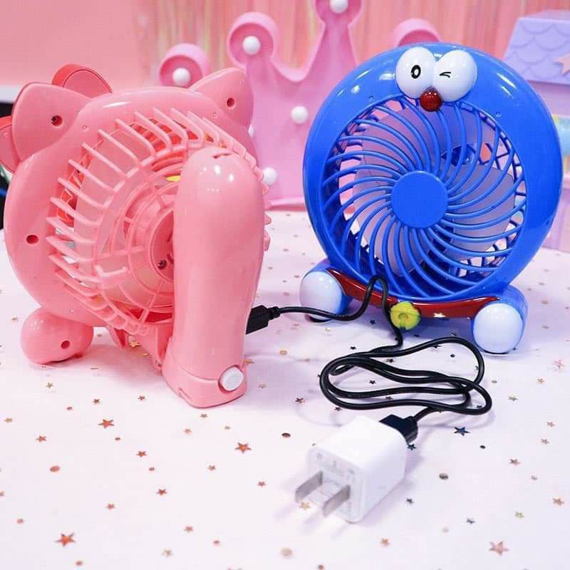 Quạt Cầm Tay Hàng Dày Và Bền Hello Kitty và Doraemon