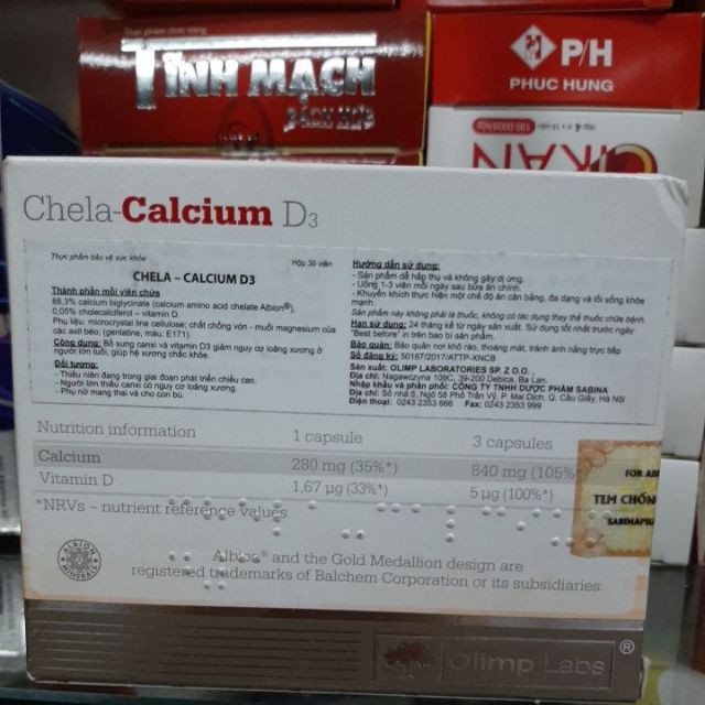 Chela calcium d3 bổ sung canxi cho bầu