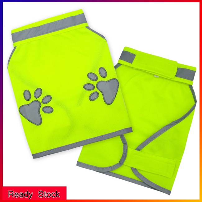 Lk Áo Vest Đi Bộ Đường Dài Màu Xanh Lá Dạ Quang In Dấu Chân Cún An Toàn Cho Chó Cưng
