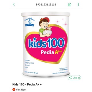 Sữa Kids 100 Pedia A+ 900g date mới