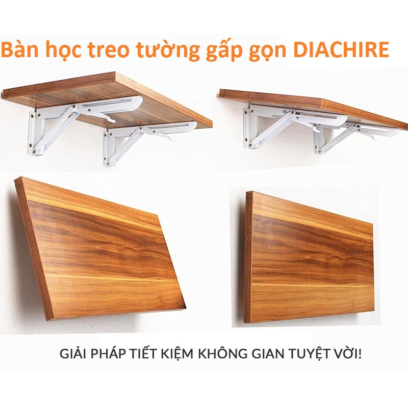 Bàn gập treo tường thông minh Vân Gỗ chống trầy chịu lực tốt đến 40kg + Kèm 2 bản lề khung thép sơn tĩnh điện