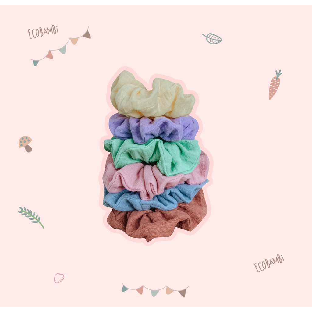 SCRUNCHIES SẮC MÀU COTTON BUBBLE - BẢN TO - ECOBAMBI