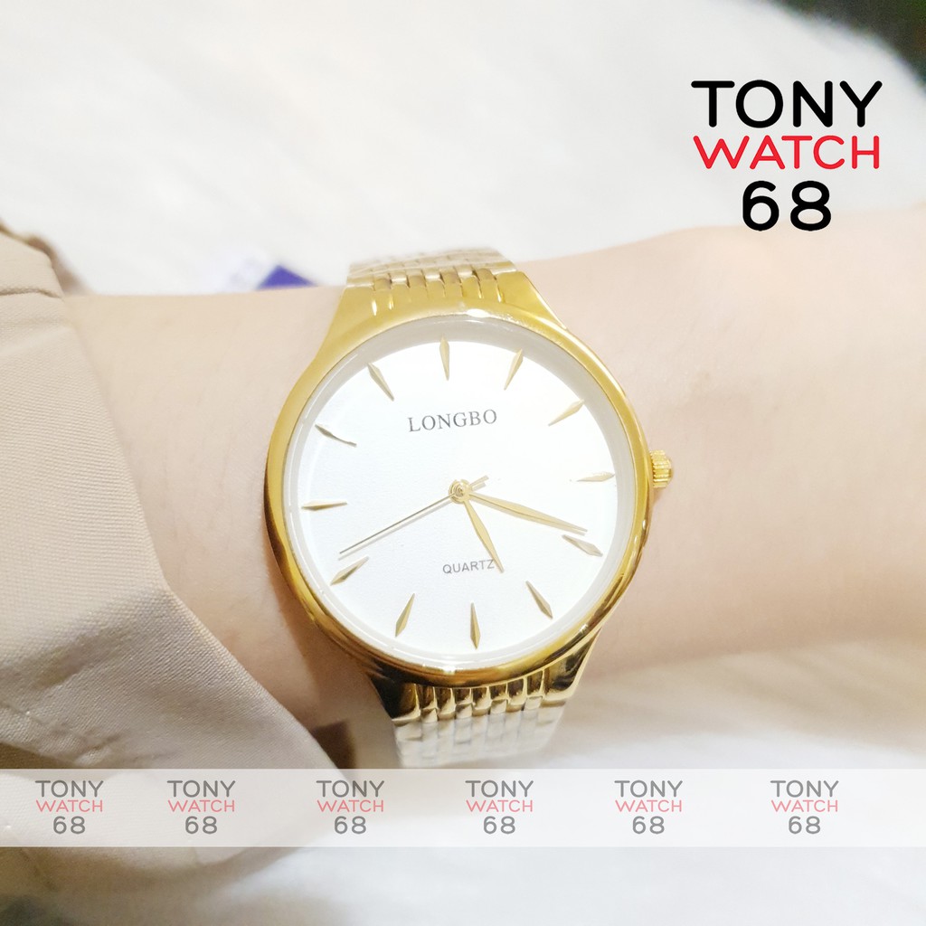 Đồng hồ nam Longbo dây thép vàng đúc đặc khóa thông minh di động chính hãng chống nước Tony Watch 68