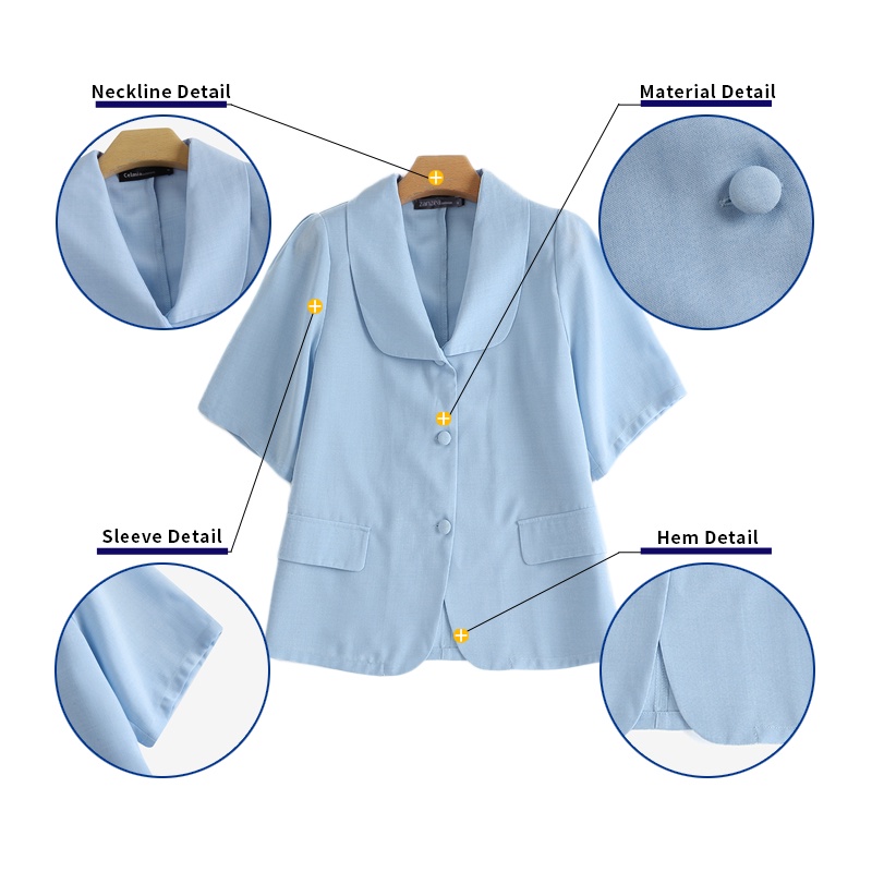 Áo khoác blazer ZANZEA tay lửng màu trơn cài nút đơn giản thời trang Hàn Quốc