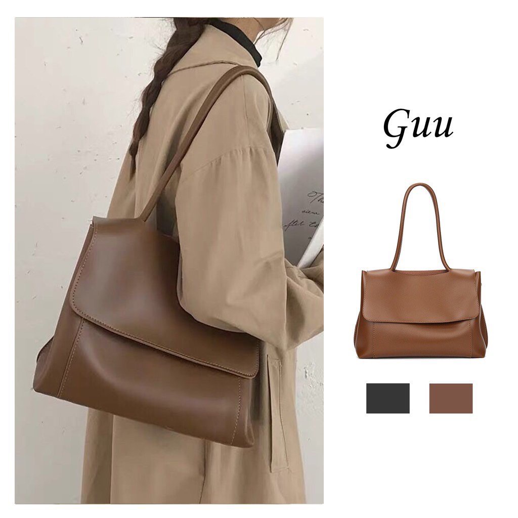 Túi tote nâu tây, da mềm, 2 dây vừa a4