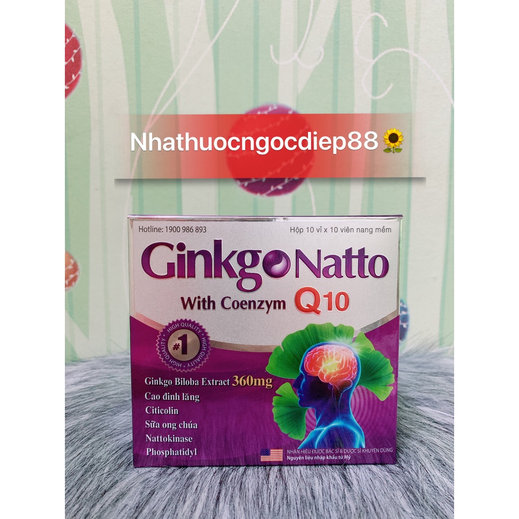 Viên bổ não Ginkgo Natto with coenzym Q10 (hộp 100 viên)