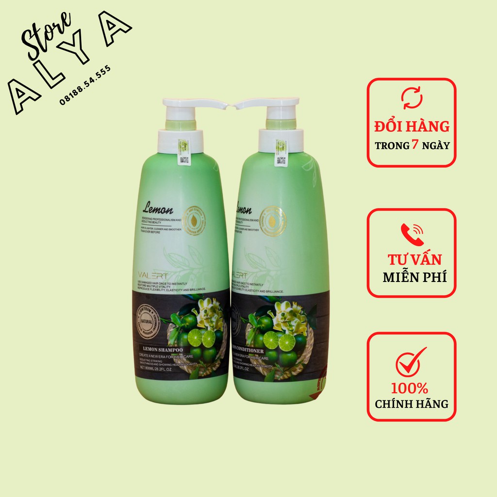 CẶP DẦU GỘI XẢ LEMON VALERT CHANH & HOA BƯỞI| kích thích mọc tóc, ngăn gàu, nấm