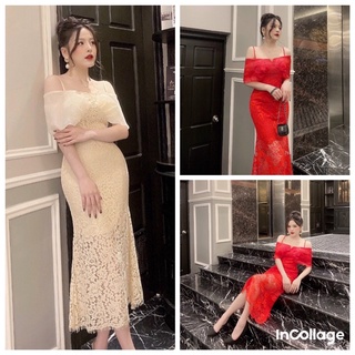 Đầm body ren trễ vai đuôi Cá cao cấp tặng hoa tai TẶNG KÈM HOA TAI THỜI TRANG