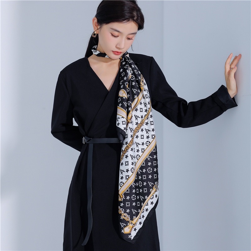 Khăn choành cổ lụa size 90x90cm đa năng quấn áo - Khăn turban