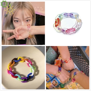 Rainbow Bracelet Female Acrylic Chain Earth Cool Girl Bracelet Exaggerated Color Couple Jewelry LQZPL