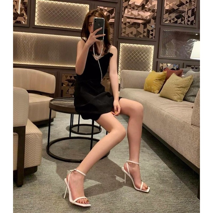 Giày sandal cao gót NT mới quai siêu mảnh gót nhọn 9p da lì
