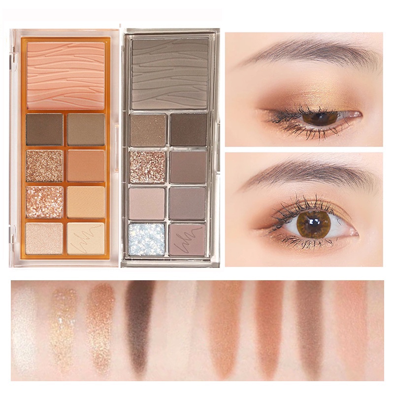 Bảng Phấn Mắt DIKALU 9 Màu Lì Và Ánh Ngọc Trai Kết Hợp Trang Điểm Kháng Nước Chống Mồ Hôi Lâu Trôi