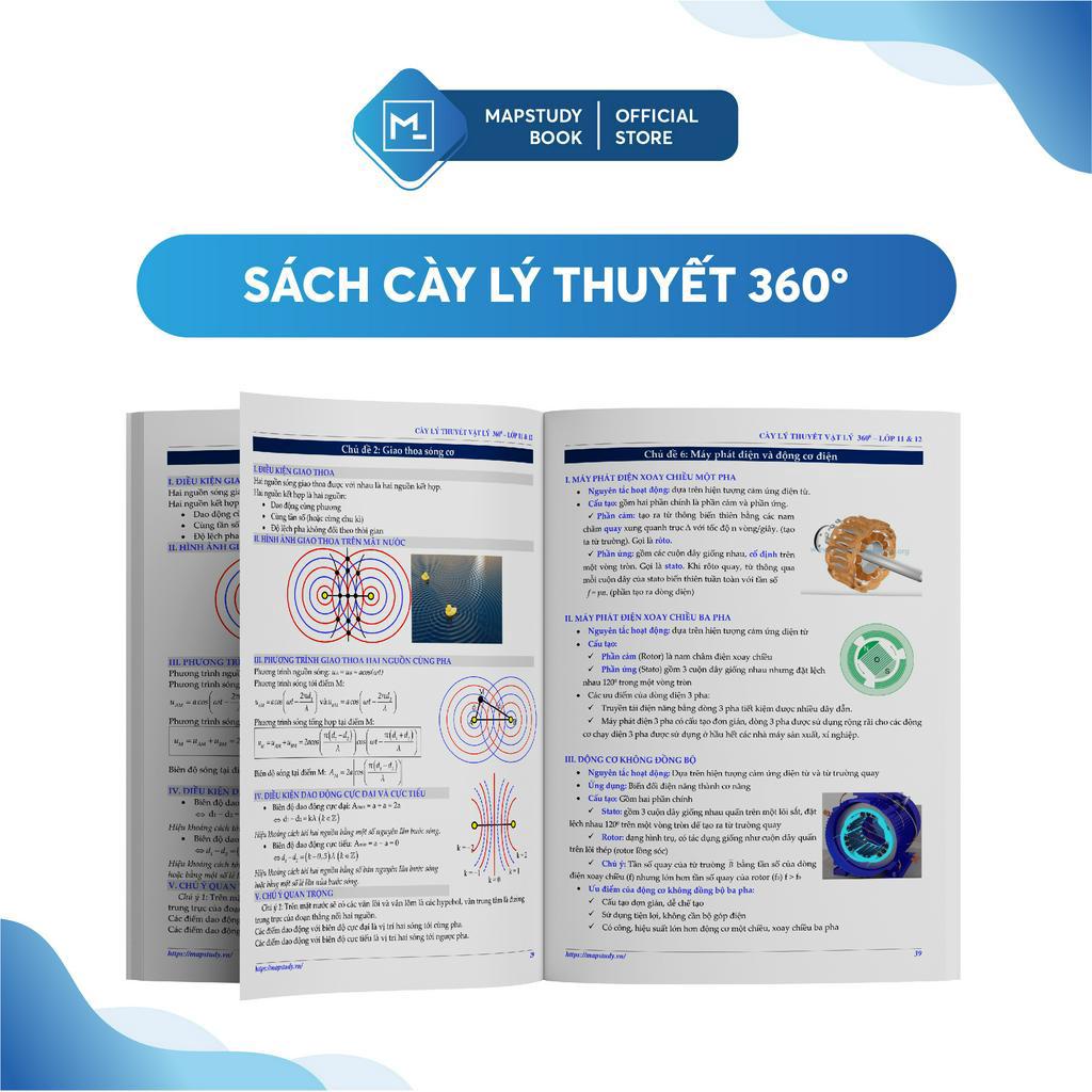 Sách Cày Lý Thuyết 360 độ môn Vật Lý lớp 11,12 thầy Vũ Ngọc Anh VNA - MAPSTUDY phiên bản 2023