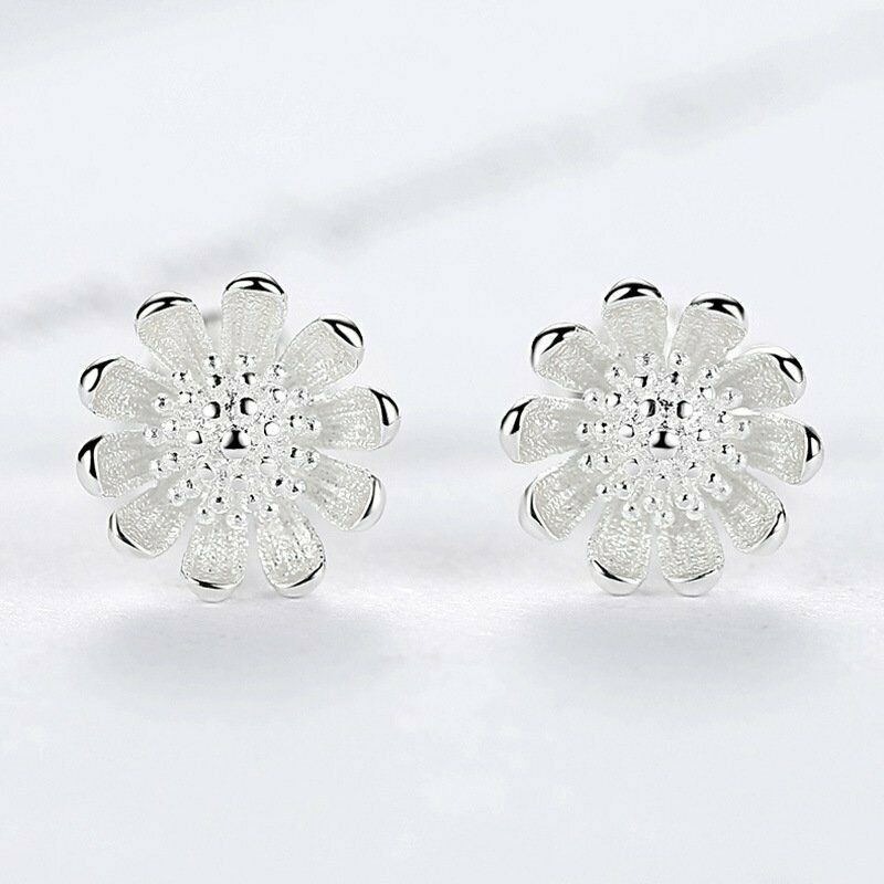 Khuyên Tai Bạc 925 Hình Hoa Cúc / Ngôi Sao / Trái Tim Mini Phong Cách Hàn Quốc Cho Nữ