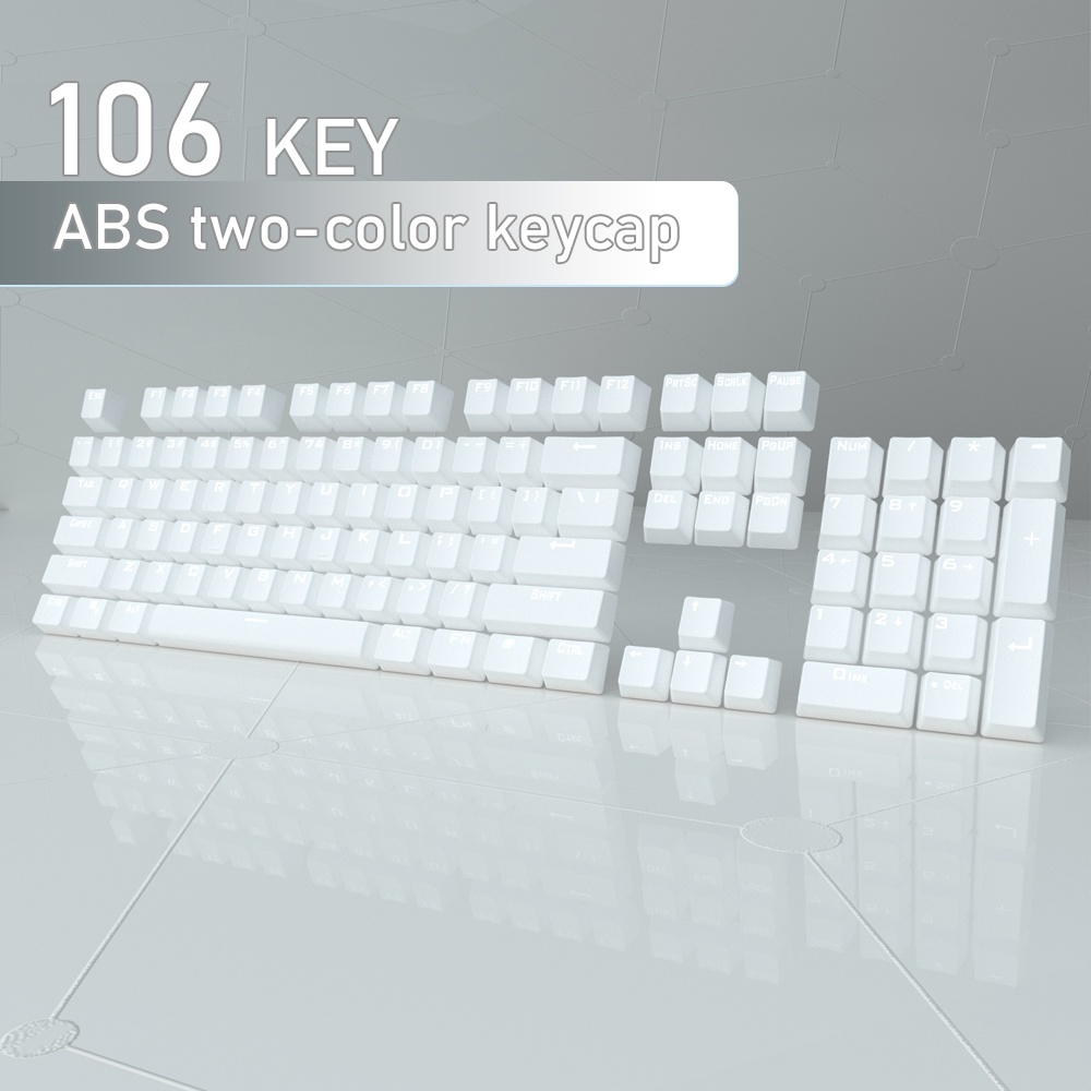 Bộ 106 nắp phím cơ AULA bằng ABS hai màu xám và trắng có thể tháo rời tiện dụng