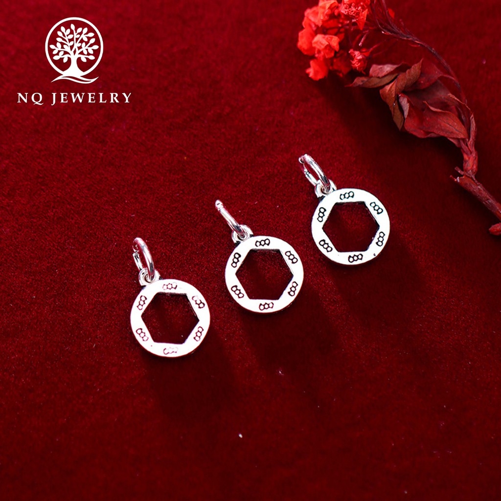 Charm bạc tròn lục giác treo - NQ Jewelry