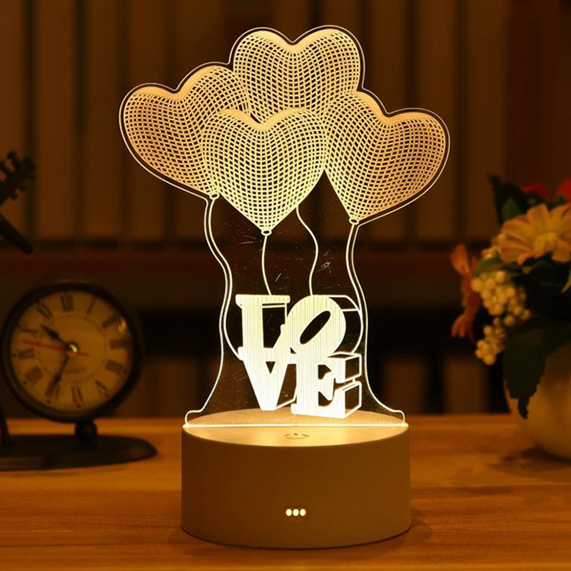 Đèn ngủ Led 3D hình trái tim phong cách lãng mạn