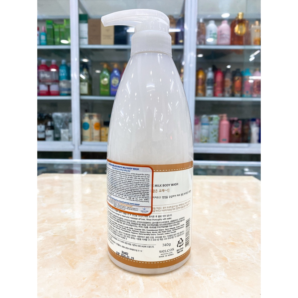 Sữa Tắm Trắng Da Welcos White Milk Body Wash Chính Hãng Hàn Quốc 740ml