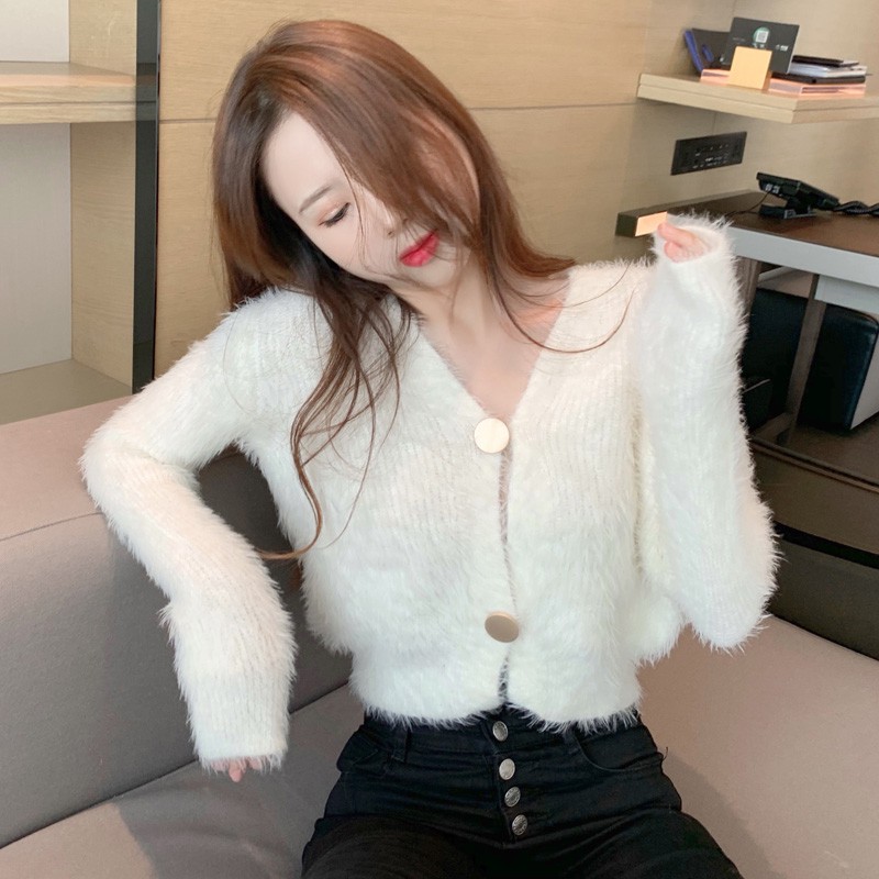 Áo khoác len lông Cardigan ngắn Hàn Quốc tiểu thư sang chảnh A18