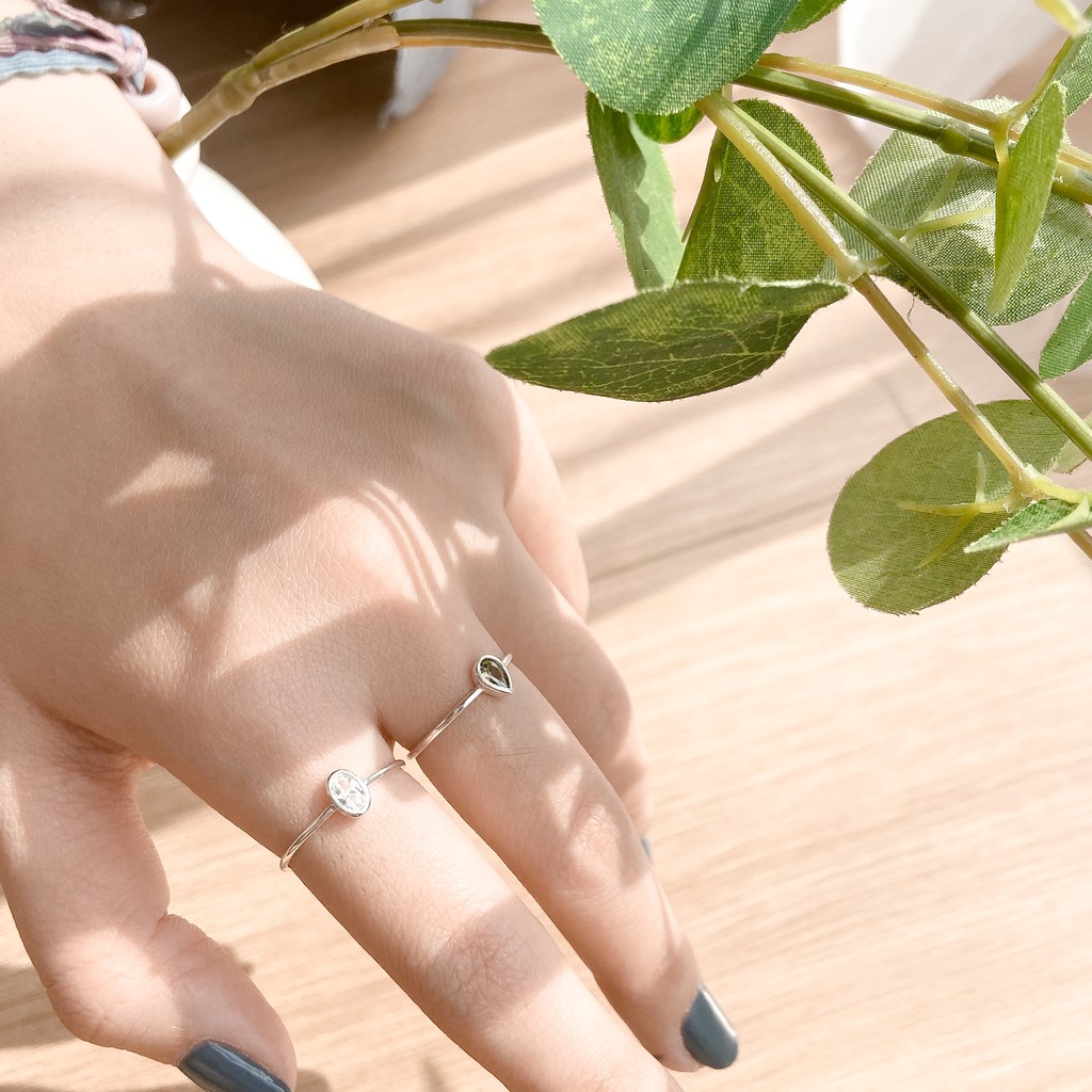 Nhẫn Nữ Bạc 925 Cao Cấp SHIMMER SILVER OUTLET 13 Đính Hạt Đá Nhỏ Lấp Lánh