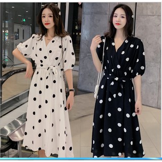 ĐẦM BẦU VÁY BẦU CÔNG SỞ CHẤM BI  ĐEN / TRẮNG