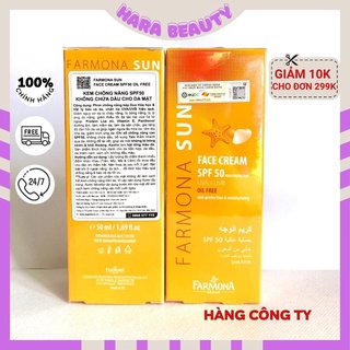 Kem Chống Nắng Farmona Sun Face Cream Oil Free 50ml giúp kiểm soat dầu HARA BEAUTY tem phụ Chính Hãng