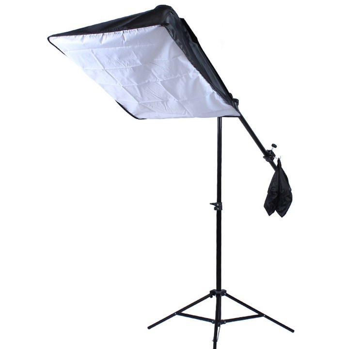 Chân đèn cao 2m - Tay boom đèn 140cm  - Softbox đèn led 4 đuôi 50 x70cm