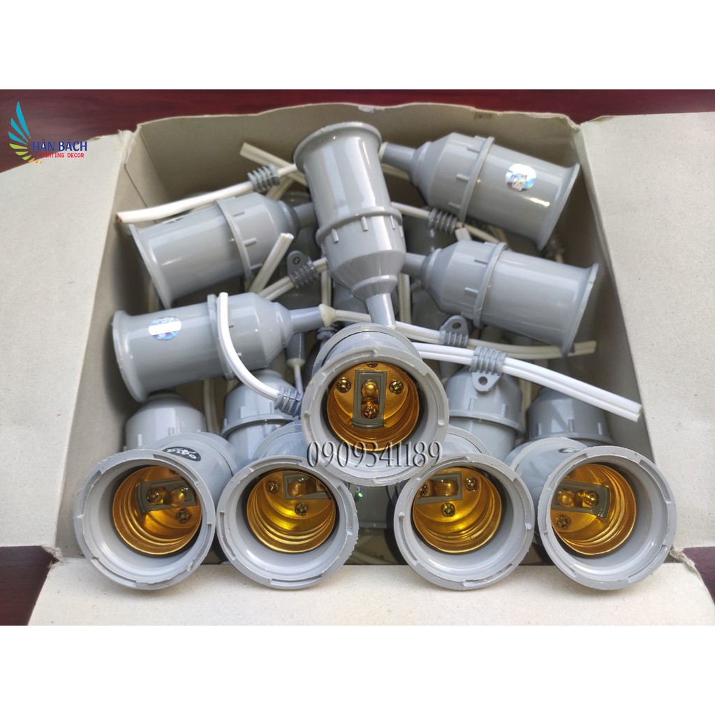 Đui đèn kín nước ngoài trời E27 trắng, đen giá siêu rẻ