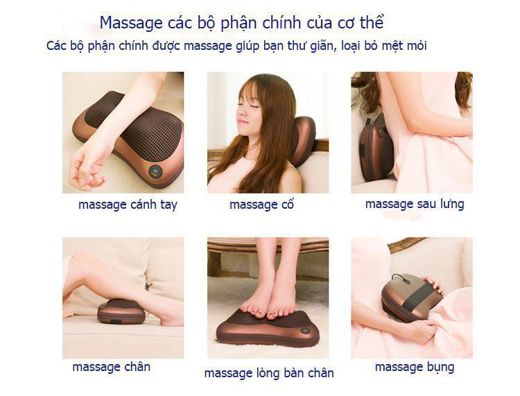 [SHOP MỚI - GIÁ SỈ]MÁY 2 CHIỀU MASSAGE  - Gối MASSAGE Hồng Ngoại 8 BI - LOẠI TỐT  - Tặng Cáp cho