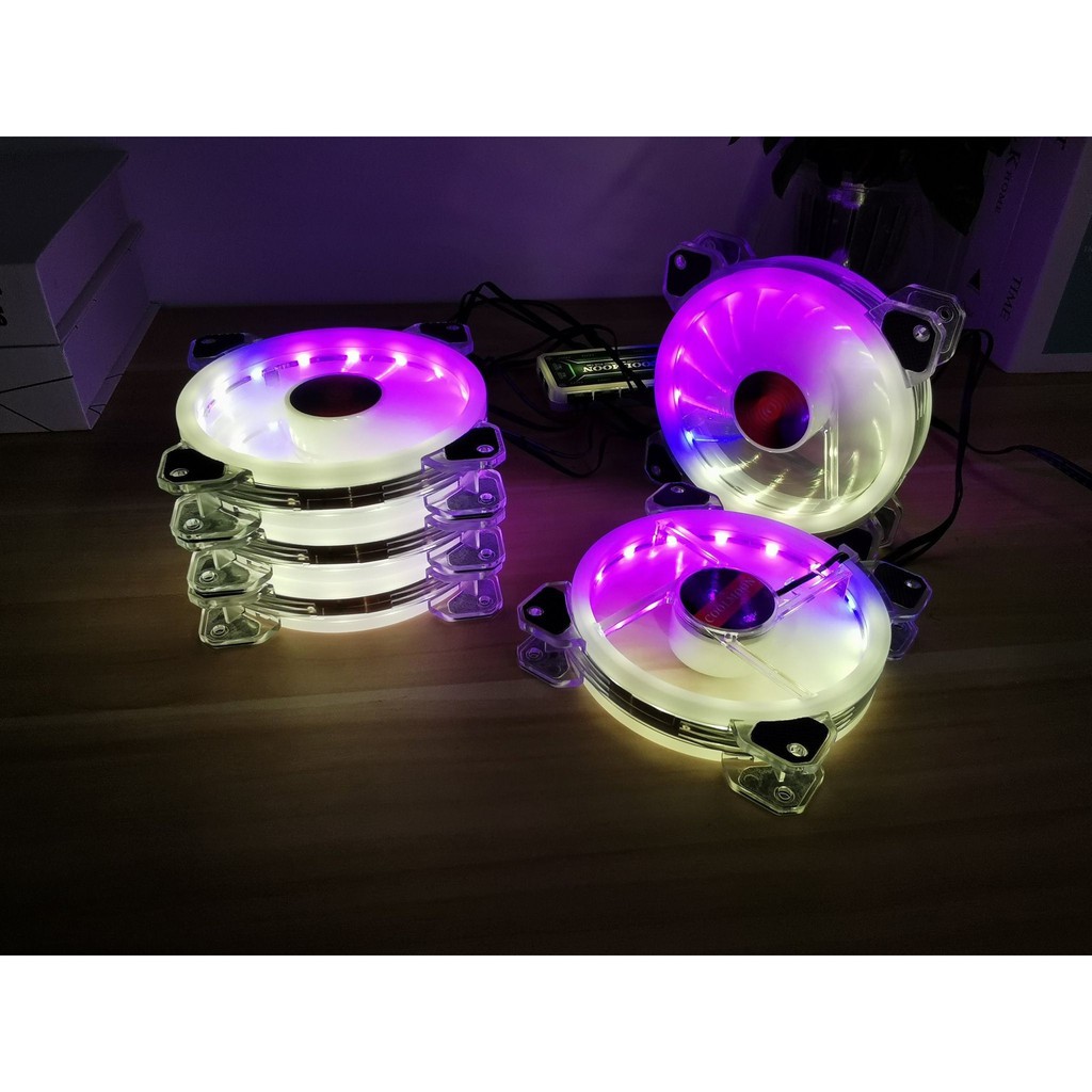 Quạt Tản Nhiệt, Fan Case Coolmoon K5 dual ring led RGB - Sử dụng hub