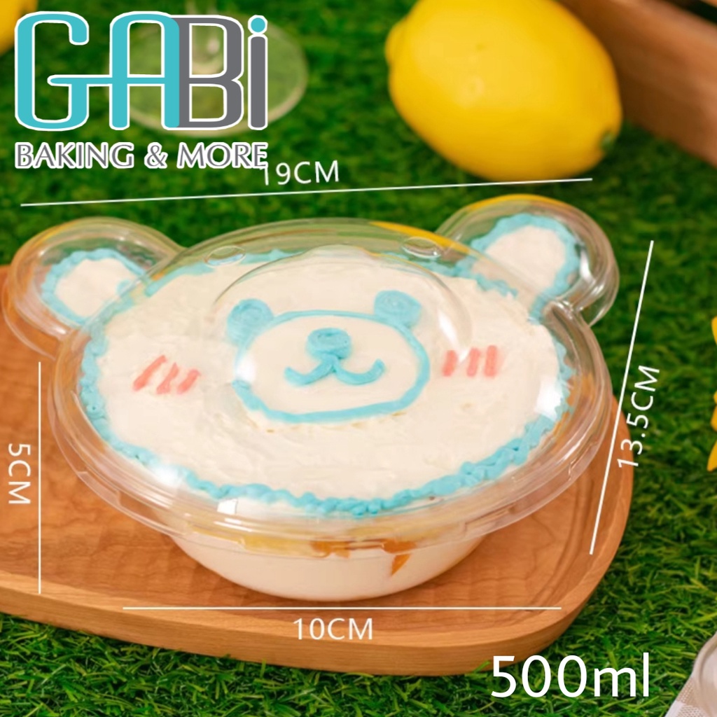 Set 5 pộp PET nắp trong đựng bánh hình gấu