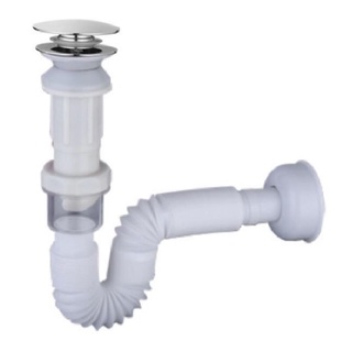 Xả lavabo thân mềm màu trắng, không lỗ thoát tràn