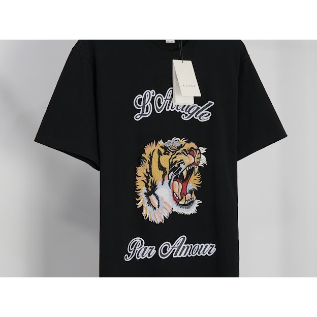 Áo Thun GUCCI HỔ THÊU Unisex Logo Ngang , Áo thun Thêu Logo BIG SIZE The.Peguin