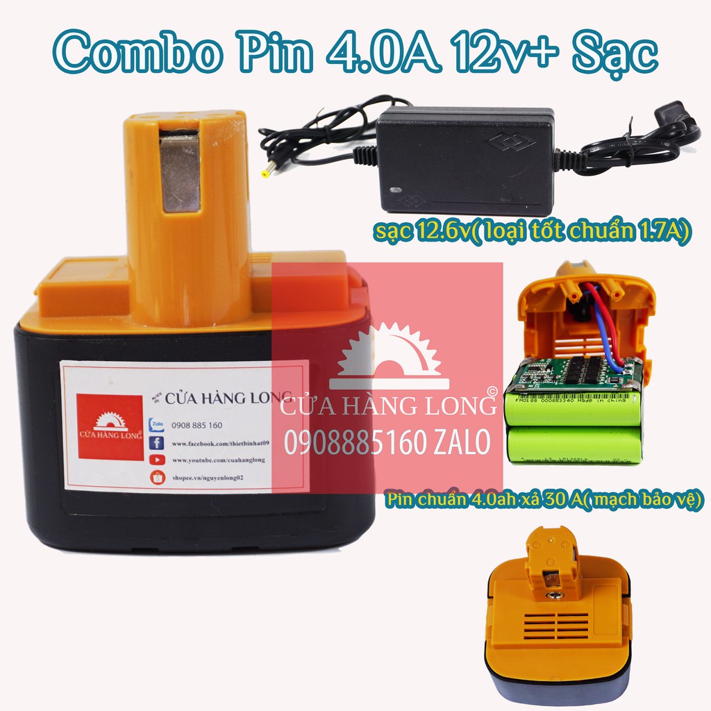 Pin.lion national 12v + Sạc 12,6  loại tốt