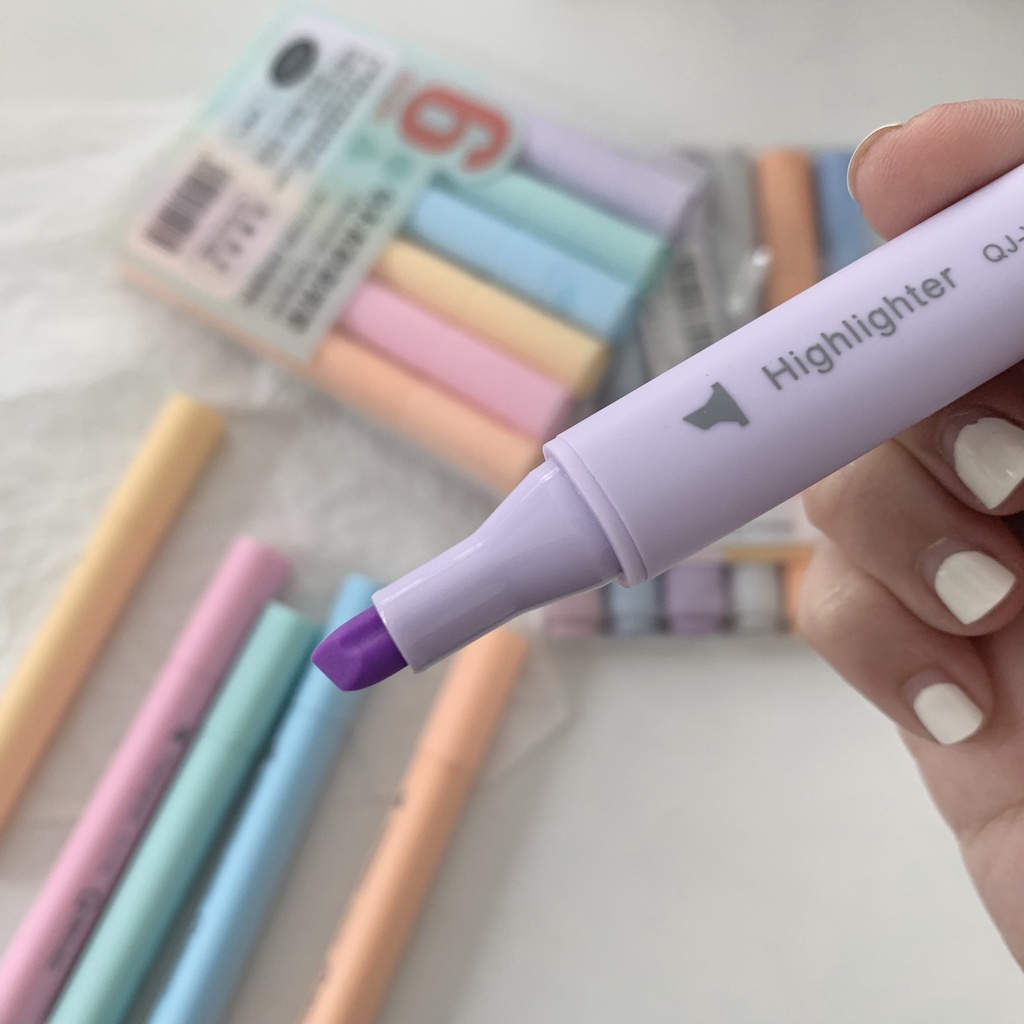 SET 6 BÚT HIGHLIGHT LOẠI MỚI MÀU PASTEL (ảnh thật) - có tách lẻ - Tiệm nhà Chun