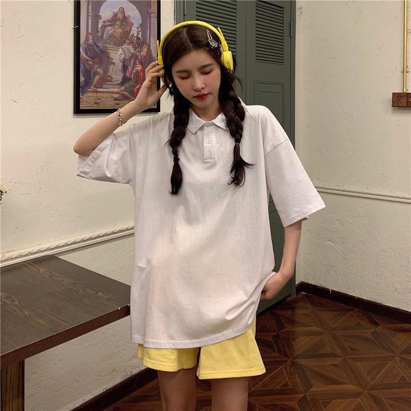 Áo polo nữ unisex trơn basic đẹp form rộng tay lỡ hàng Quảng Châu ANDOSA PL06