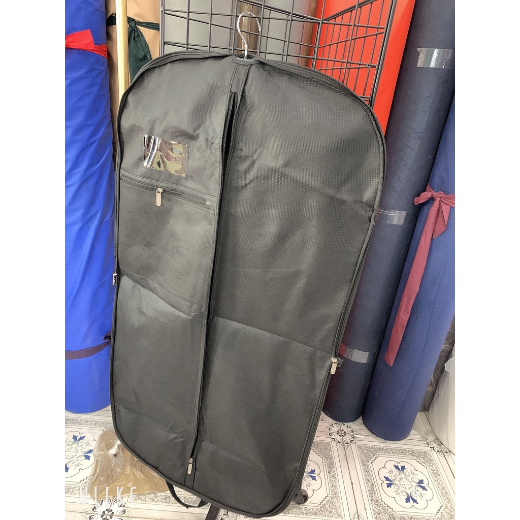 Túi trùm veston vải không dệt đen hiệu MOTIVE dây kéo vòng bảo vệ áo vest nam nữ chống bụi có quai xách hàng may dư